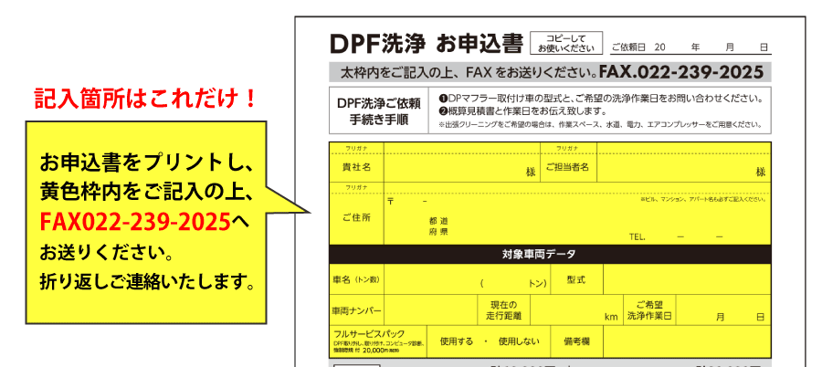 DPF洗浄申込書