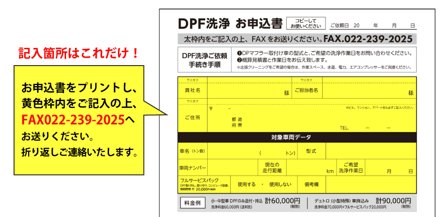 DPF洗浄申込書
